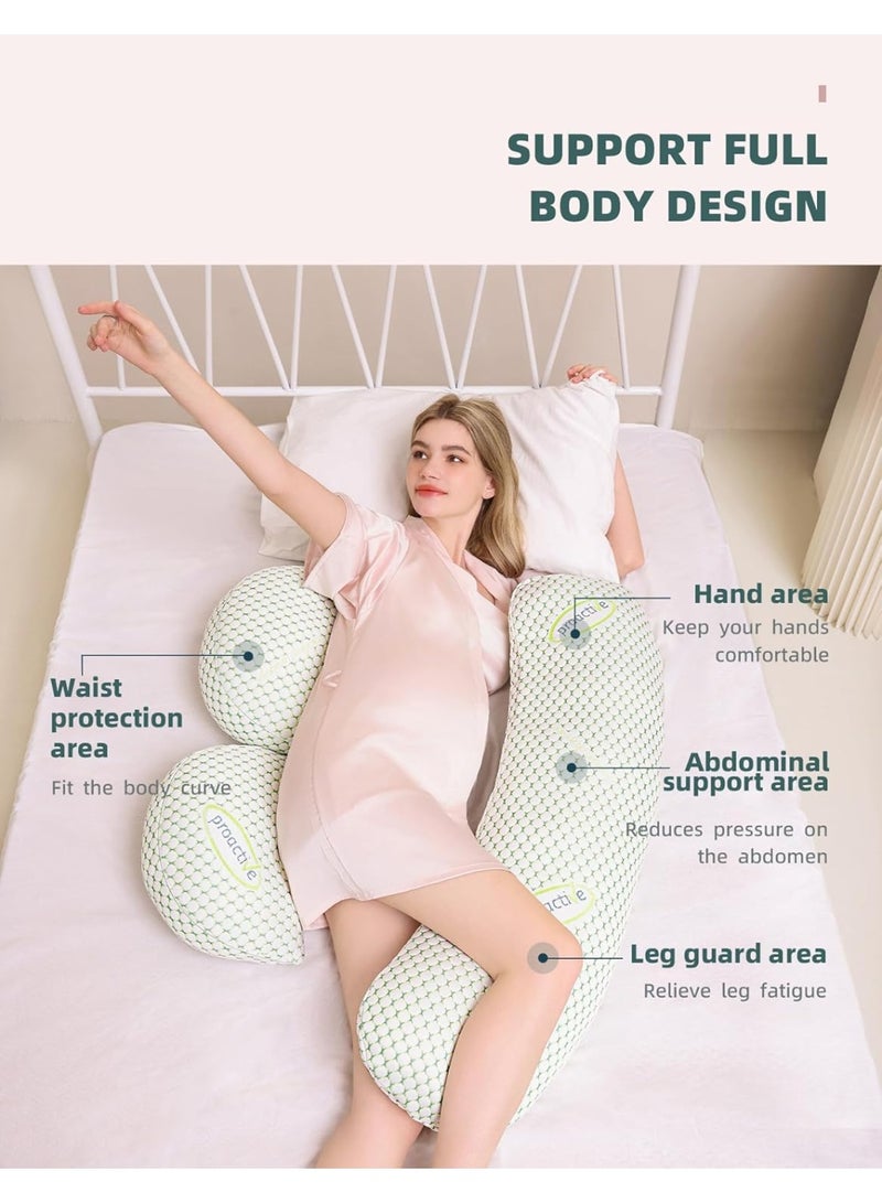 Pregnancy Pillow for Pregnant Women, Soft Pregnancy Body Pillow,Support for Back, Hips, Legs, Maternity Pillow with Detachable and Adjustable Pillow Cover - Image 3